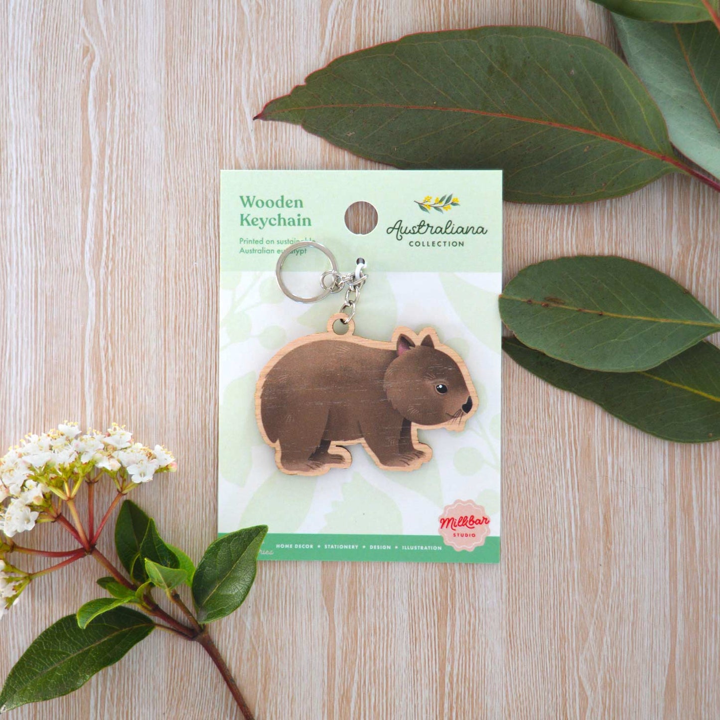 Wooden Keychain | Wombat