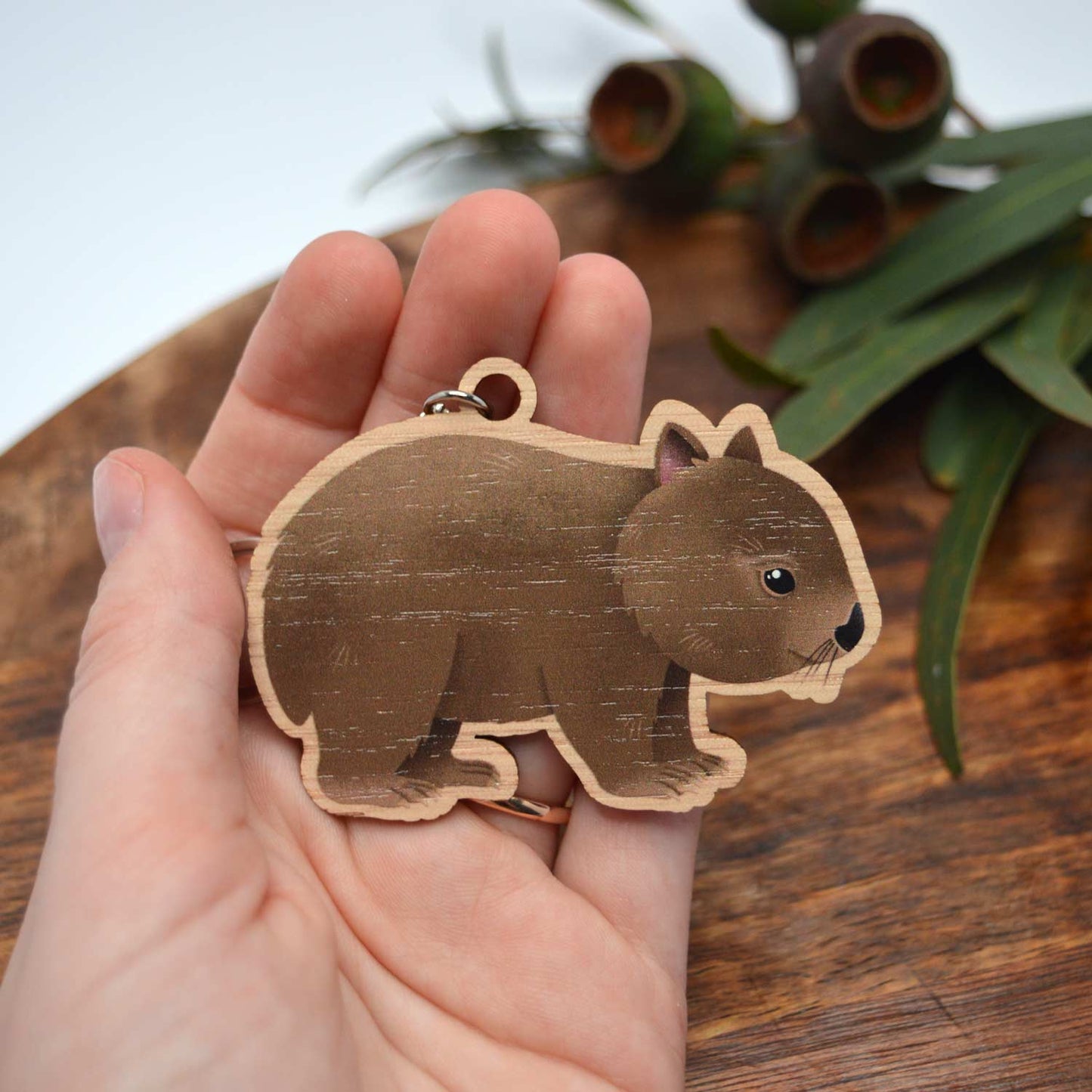 Wooden Keychain | Wombat