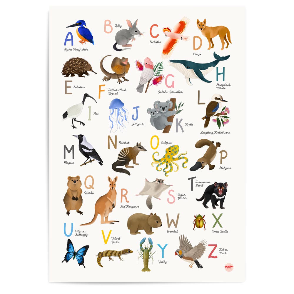 Australian Animals Alphabet | Fine Art Print