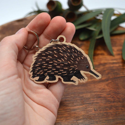 Wooden Keychain  | Echidna