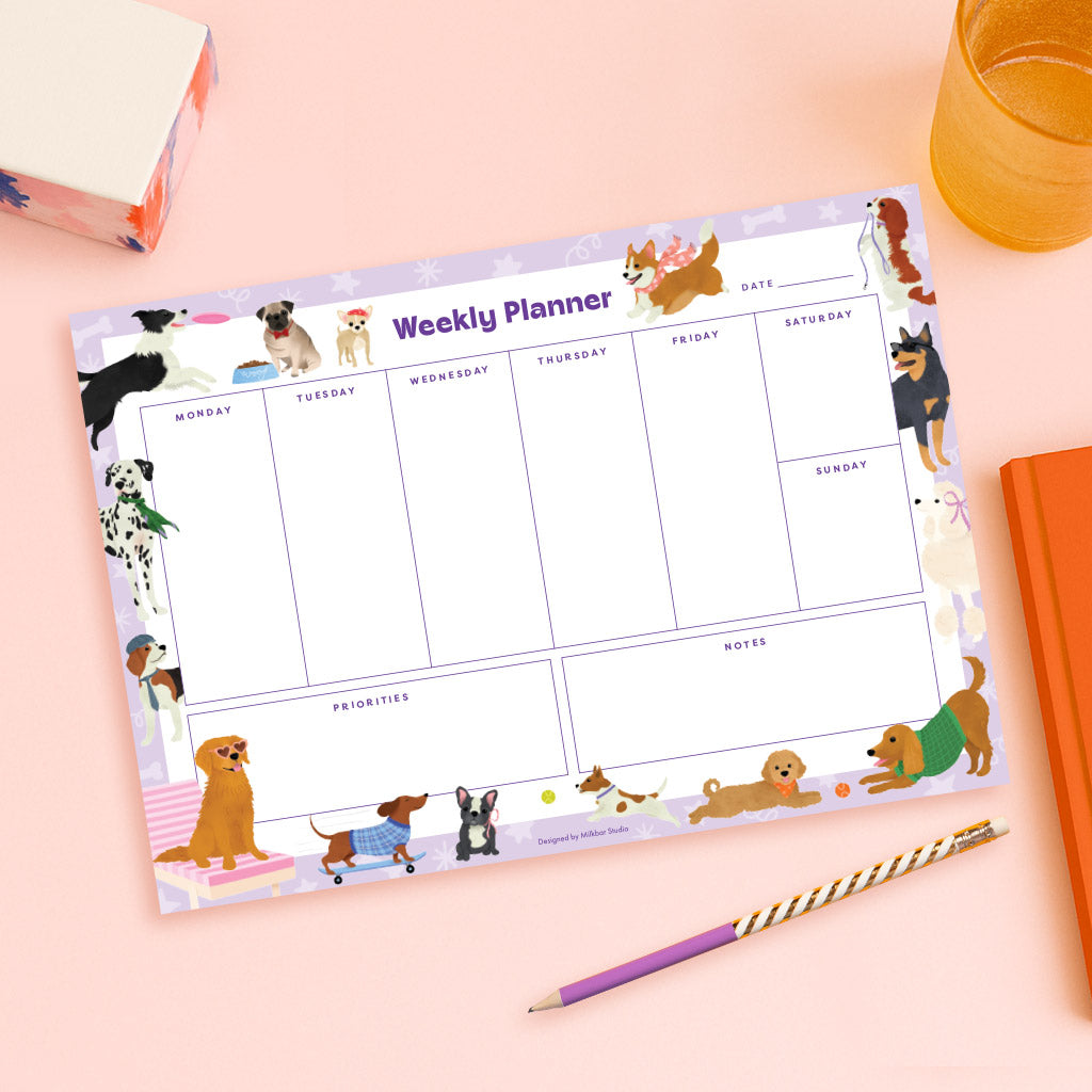 Dapper Dogs Weekly Planner | A4 Notepad
